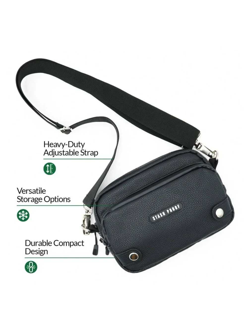 Snap Cross Body Bag Carbon Lined Odor Resistant for Men and Women, Travel, Gym